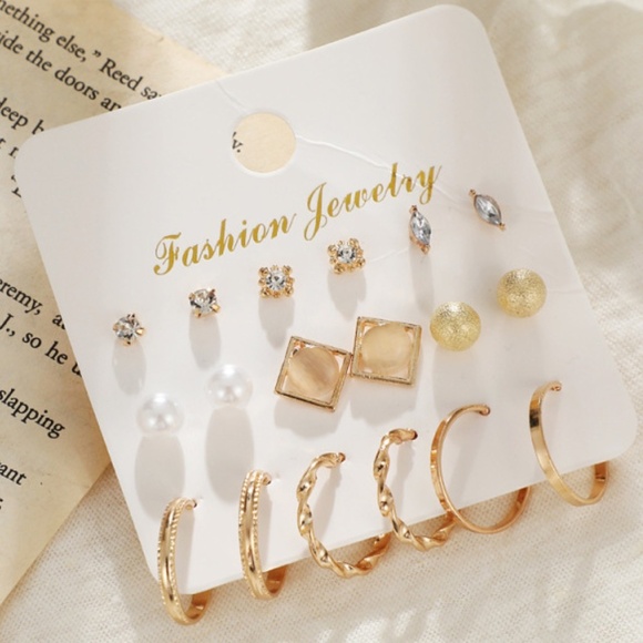 **ELLERY* 18-Pc Gold Geometric Fashion Earring Set - Picture 1 of 5